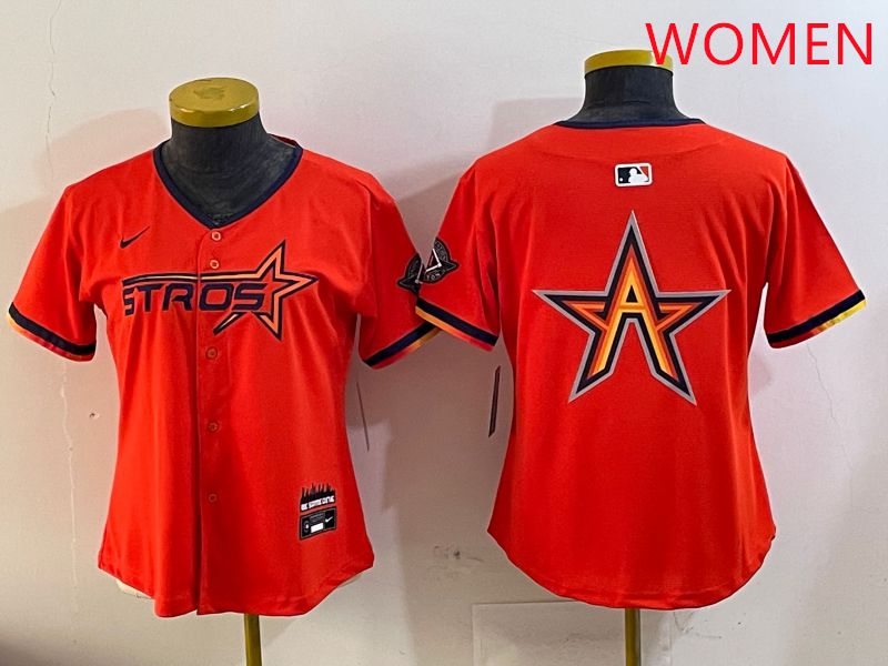 Women Houston Astros Blank Orange Three generations Joint Name 2025 Nike MLB Jersey style 6